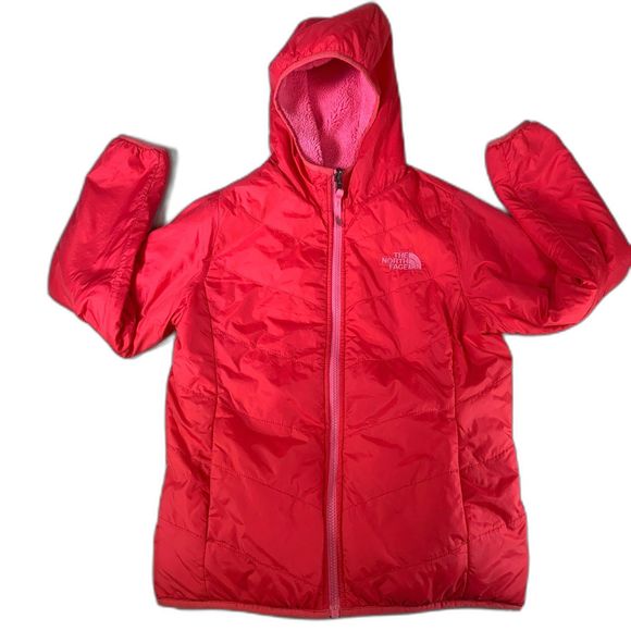 North face girls reversible hoodie jacket fleece large - Picture 1 of 10
